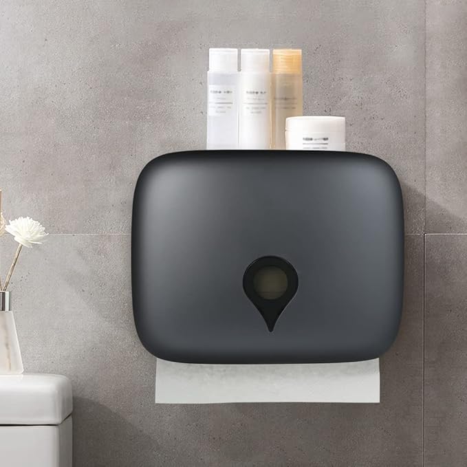 Bathroom Wall-Mounted Hand Paper Towel Dispenser with Key Waterproof Toilet Paper Tissue Dispenser Holder for Hotel Food Service Facilities Bathroom Office Kitchen Dispensador de Toallas de Papel