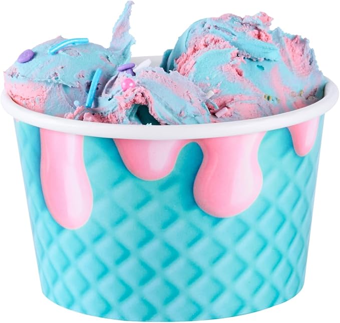 Restaurantware Ice Cream Cups 50 Pack of 8 oz Leak-Resistant Disposable Dessert Bowl Frozen Yogurt Cup Round Paper Container For Cold And Hot Desserts