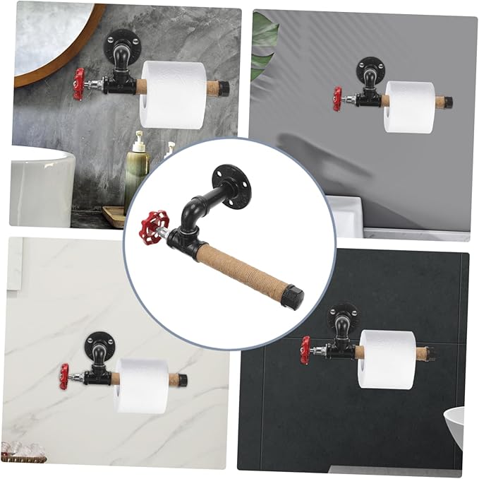DOITOOL Industrial Style Wall-Mounted Paper Towel Holder Vintage Iron Pipe Tissue Dispenser for Kitchen and Bathroom Sturdy Stainless Steel Easy Installation