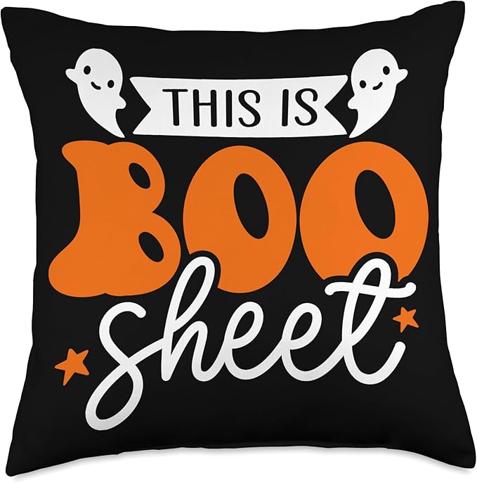 Halloween This Is Boo Sheet Throw Pillow, 18x18, Multicolor