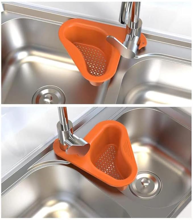 Zerodis Sink Strainers Basket,Hanging Drain Shelf,PP Sink Strainer Holder,Kitchen Bathroom Organizer, Material,No Punching Required,Multifunctional (yellow)