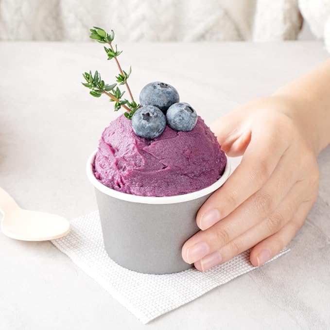 Coppetta 4 Ounce Dessert Cups, 50 Disposable Ice Cream Cups - Lids Sold Separately, Heavy-Duty, Gray Paper Frozen Yogurt Bowls, For Hot And Cold Foods, Perfect For Gelato Or Mousse - Restaurantware