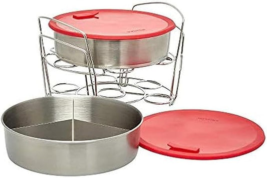 Instant Pot Official 8-Piece Cook/Bake Set, Versatile and Durable, Compatible with 6-Quart and 8-Quart Cookers, Red, Excellent for Cooking, Baking, Storing, and Reheating, BPA-Free and Heat Resistant