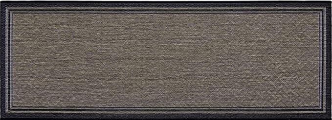 Gertmenian Indoor Outdoor Classic Flatweave Area Rug, Stain & UV Resistant Carpet, Deck, Patio, Poolside & Mudroom, 2x6 Ft Runner, Simple Border, Black Nut Brown, 21994
