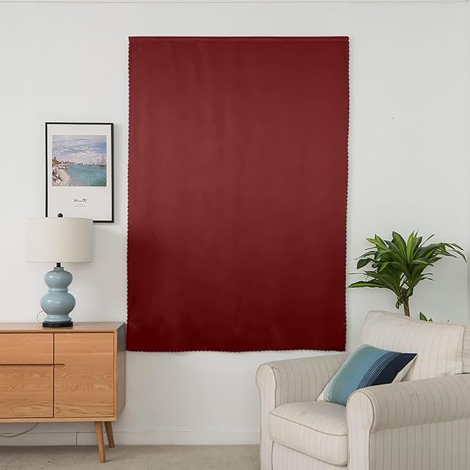 AJAZZ 100% Window Blinds Blackout Portable Blackout Curtains Adhesive Curtains for Living Room No Drilling (Burgundy, 47" W x 72" L) 1 Panel