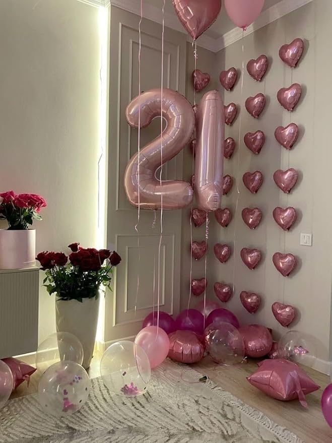 Pastel Pink Balloon Number 27, Large Happy 27 Birthday Decoration for Men & Women 2 7 27 72, Foil Number Balloons for Wedding Graduation Celebration Anniversary Supplies