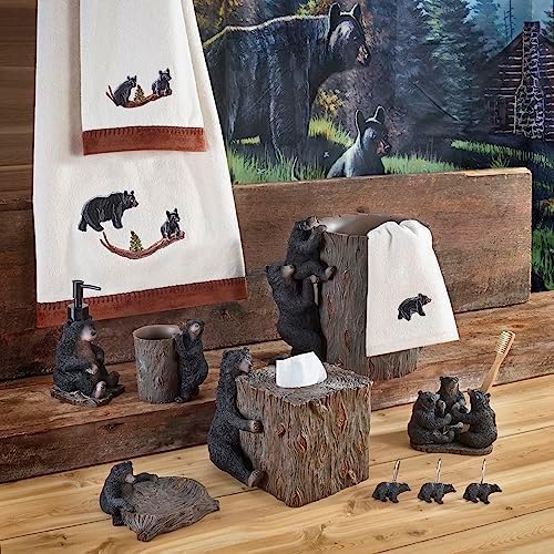 Avanti Linens - Soap Dispenser/Lotion Pump, Resin Countertop Accessories, Animal Bathroom Decor (Black Bear Lodge Collection)