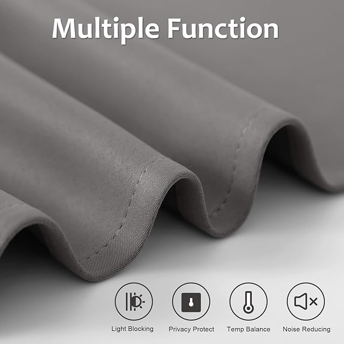 WdFour French Door Curtains with Silky Feel Thermal Insulated Noise Reducing Blackout Curtains for Glass Door Office (25W x 80L, 1 Panel, Dark Gray)