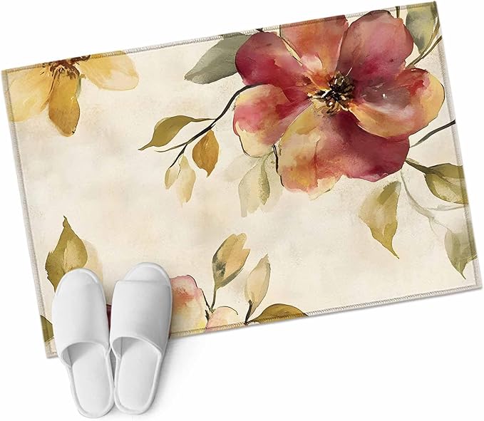 Area Rug 2x3ft, Oil Painting Style Flowers Washable Rugs for Living Room Bedroom, Vintage Country Floral Soft Non-Slip Area Rugs Rectangle Floor Carpet for Dining Room