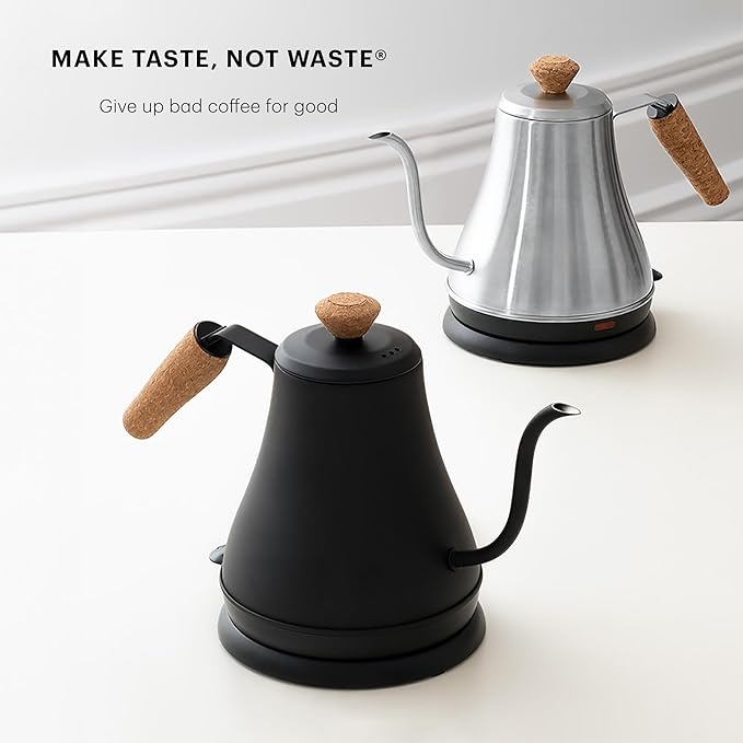 Bodum 27oz Melior Gooseneck Electric Water Kettle, Pour Over Coffee & Tea, Brushed Stainless Steel