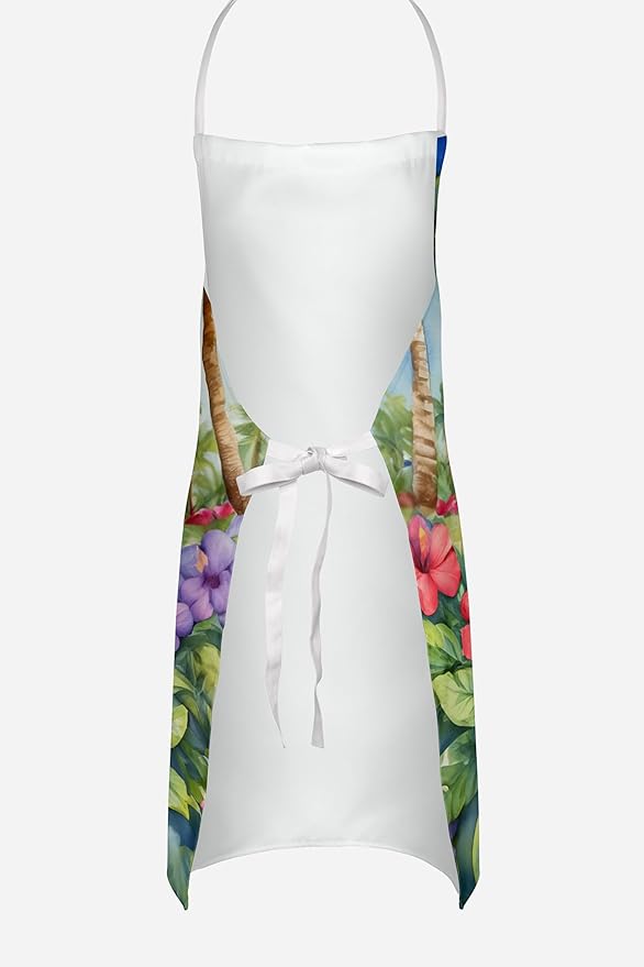 Caroline's Treasures Black Labrador Retriever Luau Apron Cooking Kitchen Server Baking Crafts Gardening for Adult Women Men, Unisex, Large, Multicolor