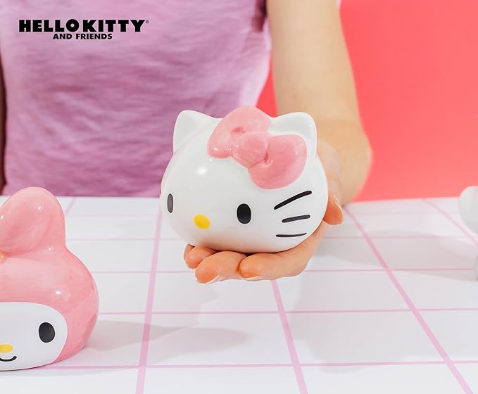 Silver Buffalo Sanrio Hello Kitty And My Melody 3D Sculpted Ceramic Salt and Pepper Shaker Set