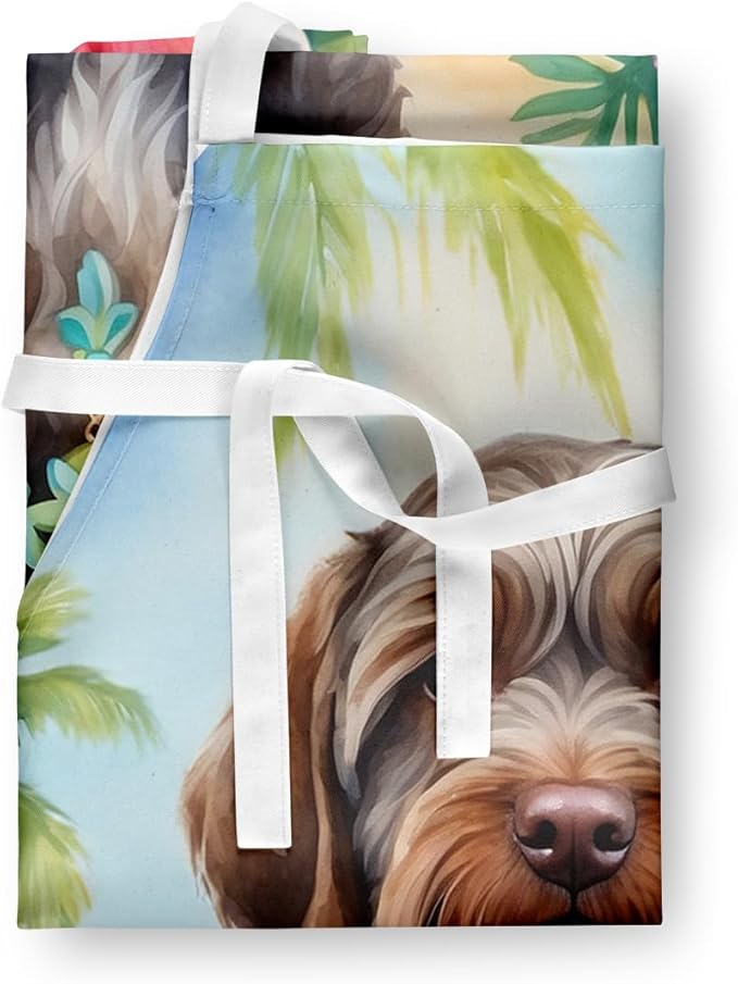 Caroline's Treasures Wirehaired Pointing Griffon Luau Apron Cooking Kitchen Server Baking Crafts Gardening for Adult Women Men, Unisex, Large, Multicolor