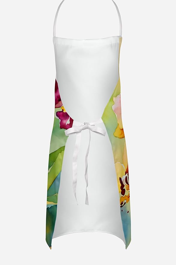 Caroline's Treasures Orchids in Watercolor Apron Cooking Kitchen Server Baking Crafts Gardening for Adult Women Men, Unisex, Large, Multicolor