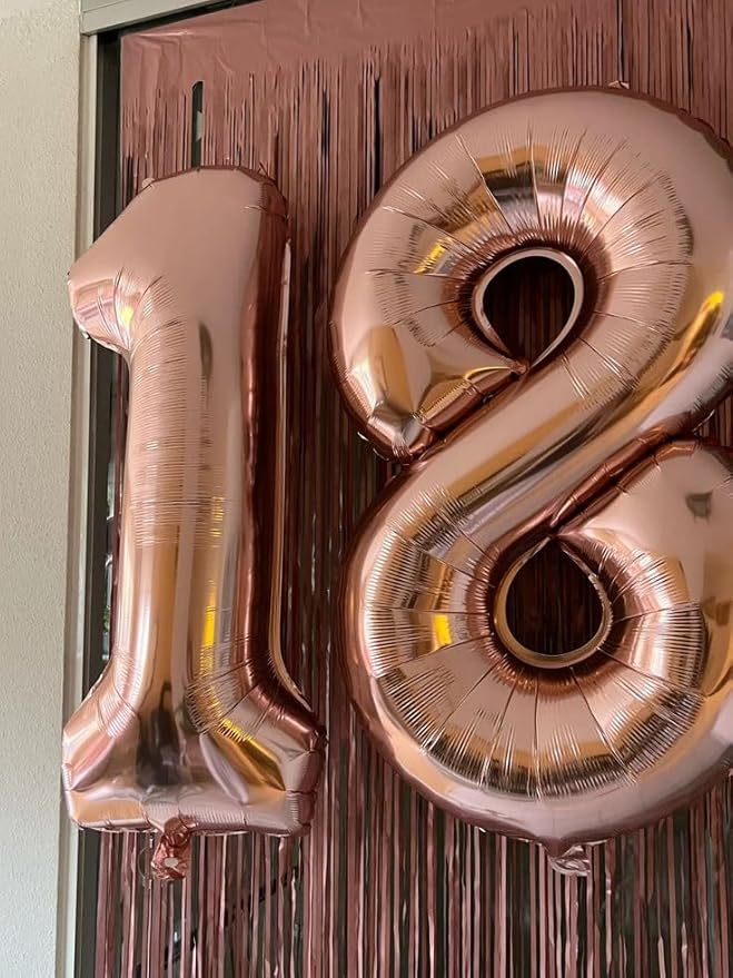 Numbers Balloon 8, 40 Inch Rose Gold Birthday Decorations For Women Men, Number Balloons for 8, 18, 28 Wedding, Anniversaries, Celebration, Graduation