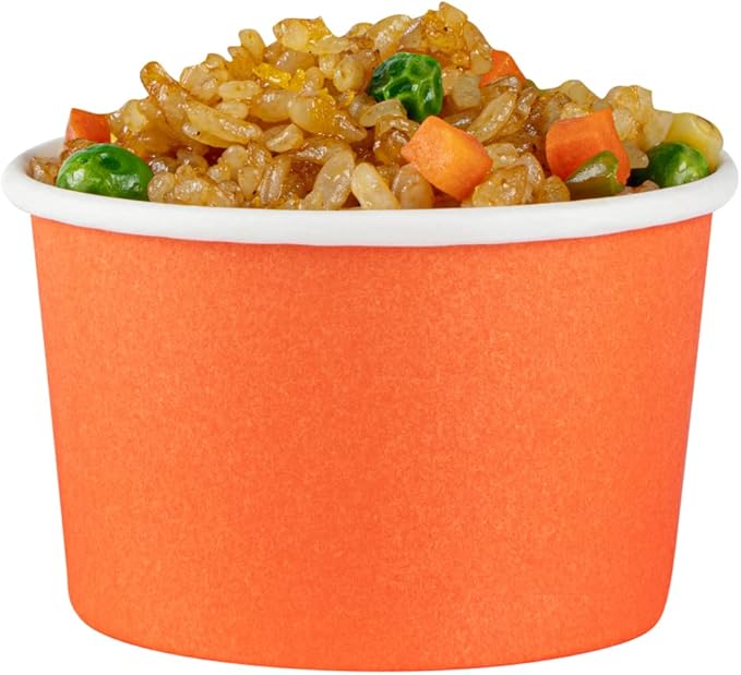 Coppetta 3-Ounce Dessert Cups, 50 Disposable Ice Cream Cups - Lids Sold Separately, Durable, Orange Paper Frozen Yogurt Bowls, For Hot And Cold Foods, Perfect For Gelato Or Mousse - Restaurantware