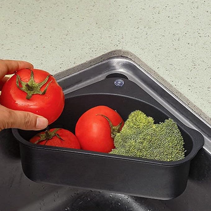 Kitchen Sink Drain Basket Storage Dish Rack Organizer Sink Shelf Soap Sponge Drain Rack Vegetables Fruit Drain Rack (MIN 2 Quantity, Black)
