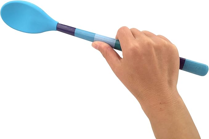 French Bull Easy Grip Melamine Handle Silicone Non-stick Heat Resistant BPA-free Chef Kitchen Utensils for Cooking, Mixing, Baking - Blue, Set of 3