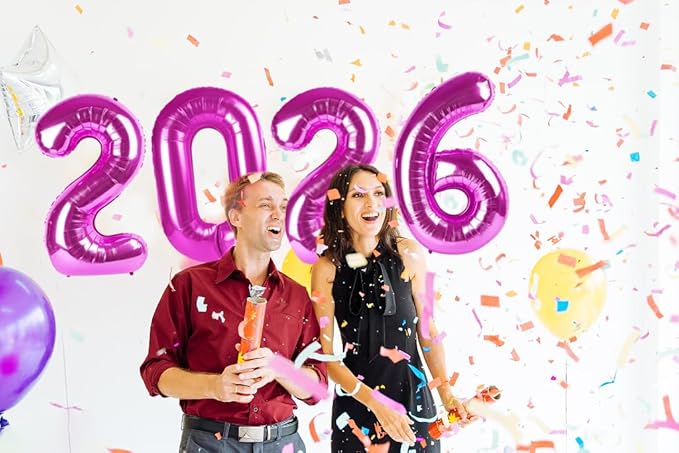 Rosy Purple 2026 Number Balloon, Rosy Purple Number Balloons 40 Inch, 2026 Balloon Birthday Decorations, 2026 Birthday Party Supplies, 2026 Graduation Party Favors, Class of 2026 Decorations