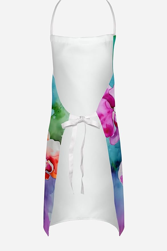 Caroline's Treasures Orchids in Watercolor Apron Cooking Kitchen Server Baking Crafts Gardening for Adult Women Men, Unisex, Large, Multicolor