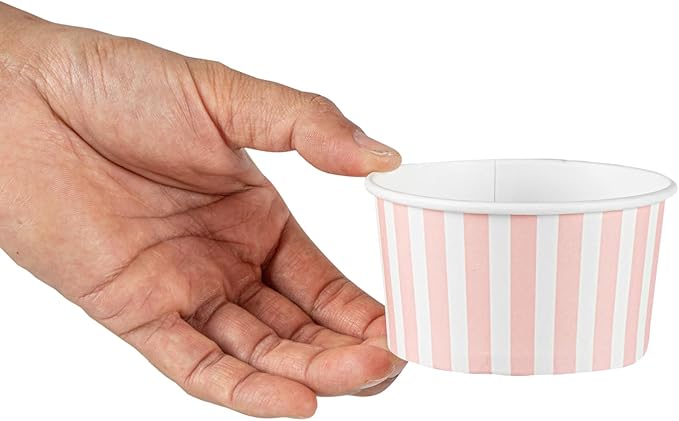 Coppetta 8-Ounce Dessert Cups, 50 Disposable Ice Cream Cups - Lids Sold Separately, Sturdy, Pink And White Paper FroYo Bowls, For Hot And Cold Foods, Perfect For Gelato Or Mousse - Restaurantware
