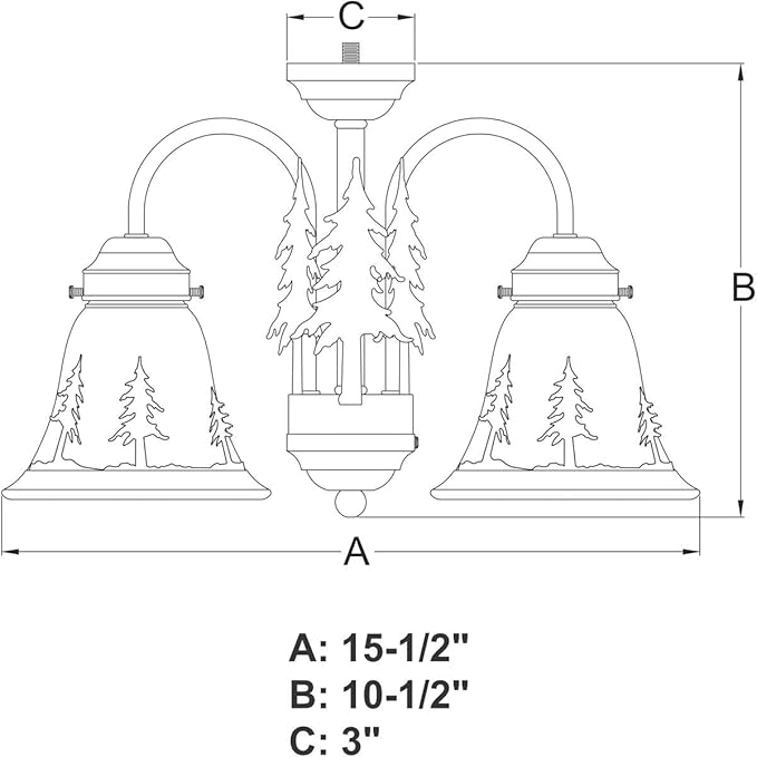 VAXCEL Yosemite 3L LED Bronze Rustic Tree Mini Chandelier or Fan Light Kit