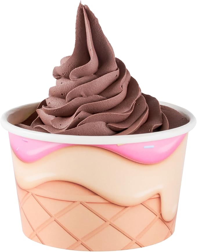 Restaurantware Ice Cream Cups 200 Pack of 8 oz Leak-Resistant Disposable Dessert Bowl Frozen Yogurt Cup Round Paper Container For Cold And Hot Desserts