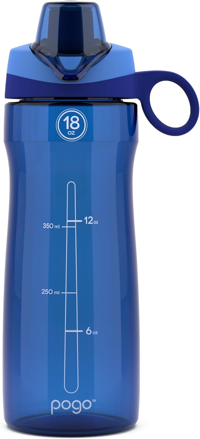 Pogo Plastic Water Bottle with Chug Lid and Carry Handle, Reusable, BPA Free, Dishwasher Safe, Perfect for Travel, School, Outdoors, and Gym | 18oz, 32oz, 40oz, 64oz