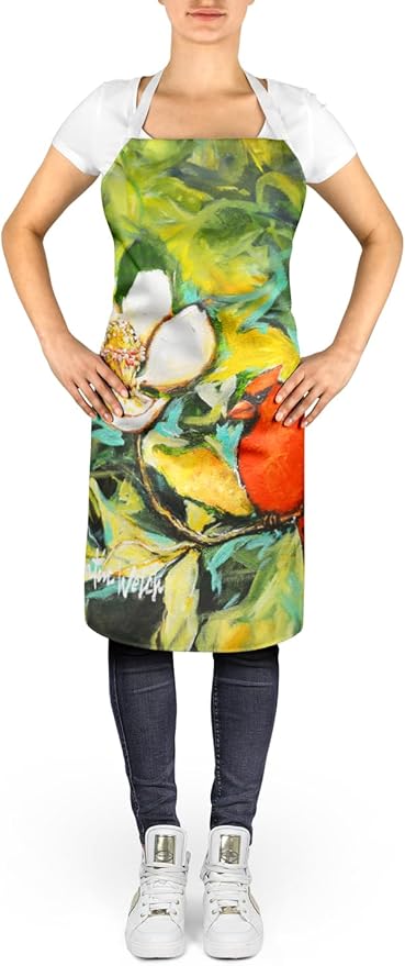 Caroline's Treasures Cardinal with Magnolia Apron Cooking Kitchen Server Baking Crafts Gardening for Adult Women Men, Unisex, Large, Multicolor
