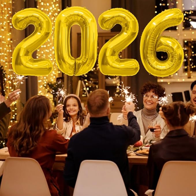 2026 Balloons 40 Inch Gold 2026 Number Balloons 2026 Decorations Happy New Year Balloon Large 2026 Foil Mylar Balloon Number for New Year Eve Party Supplies Graduation Birthday Anniversary Decorations