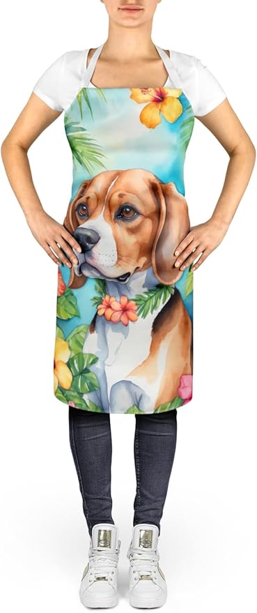 Caroline's Treasures Beagle Luau Apron Cooking Kitchen Server Baking Crafts Gardening for Adult Women Men, Unisex, Large, Multicolor