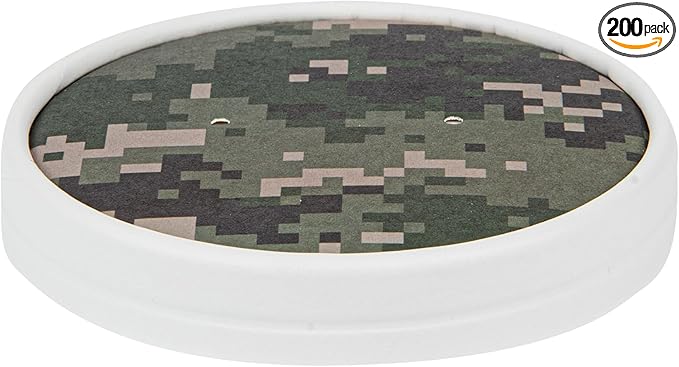 Restaurantware LIDS ONLY: Bio Tek Soup Container Lids 200 Disposable Bowl Lids For 12 Ounce Soup Cups - Containers Sold Separately Vented Camouflage Paper Soup Container Lids Round