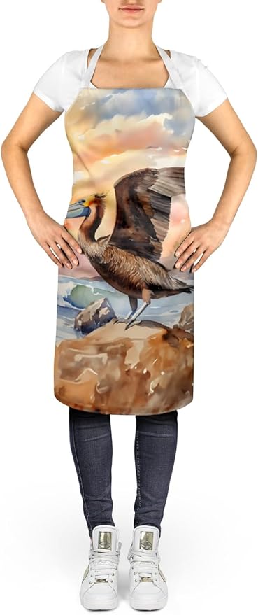 Caroline's Treasures Pelican Apron Cooking Kitchen Server Baking Crafts Gardening for Adult Women Men, Unisex, Large, Multicolor
