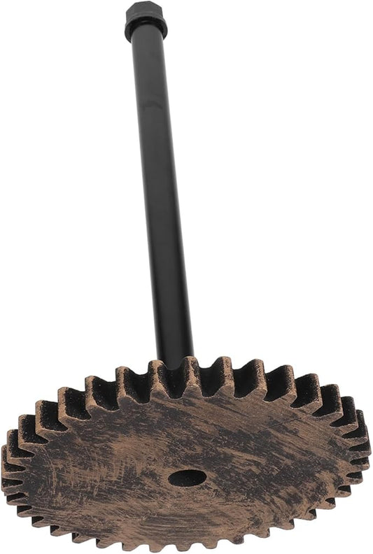 Rustic Industrial Pipe Paper Towel Holder Freestanding Black Metal Towel Stand for Kitchen Bathroom Vintage Design and Plastic Wrap Storage