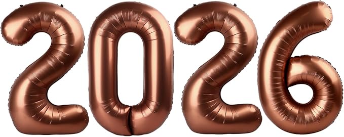 2026 Balloon Numbers - 40 Inch Coffee Brown New Years Eve Party Supplies 2026, Nye Decor Party Decorations Happy New Year, New Years Eve Foil Party Balloons, Graduation Party Decorations