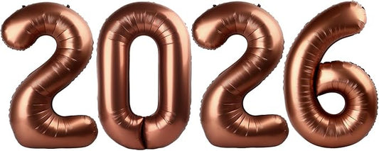 2026 Balloon Numbers - 40 Inch Coffee Brown New Years Eve Party Supplies 2026, Nye Decor Party Decorations Happy New Year, New Years Eve Foil Party Balloons, Graduation Party Decorations