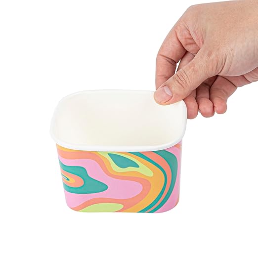 Coppetta 12 Ounce Dessert Cups, 200 Greaseproof Ice Cream Cups - Lids Sold Separately, For Hot And Cold Foods, Psychedelic Sunrise Paper Yogurt Bowls, Disposable, Sturdy - Restaurantware