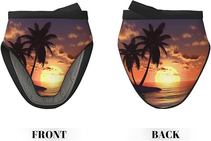 1 Pcs Mini Silicone Oven Mitts Coconut Palm Tree Heat Resistant Grill Gloves with Hanging Loop, Sea Beach Sunset Short Kitchen Mittens for Cooking Baking BBQ