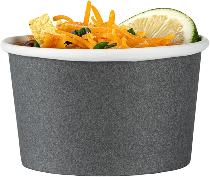 Coppetta 5-Ounce Dessert Cups, 50 Disposable Ice Cream Cups - Lids Sold Separately, Sturdy, Gray Paper Frozen Yogurt Bowls, For Hot And Cold Foods, Perfect For Gelato Or Mousse - Restaurantware