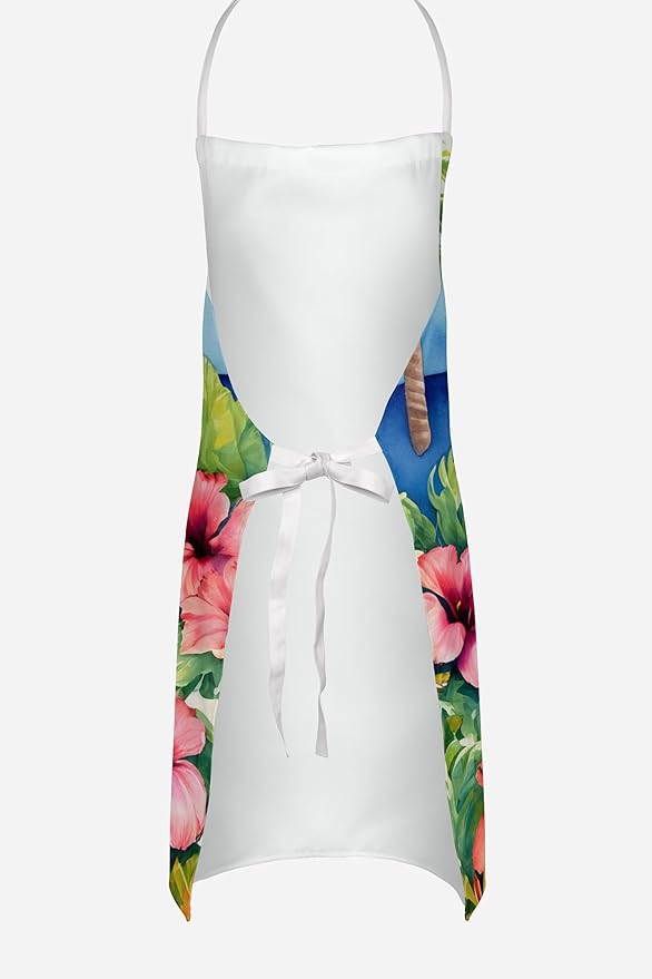 Caroline's Treasures Bichon Frise Luau Apron Cooking Kitchen Server Baking Crafts Gardening for Adult Women Men, Unisex, Large, Multicolor