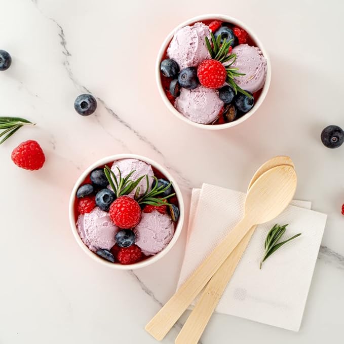 Coppetta 5-Ounce Dessert Cups, 50 Disposable Ice Cream Cups - Lids Sold Separately, Sturdy, Red Paper Frozen Yogurt Bowls, For Hot And Cold Foods, Perfect For Gelato Or Mousse - Restaurantware