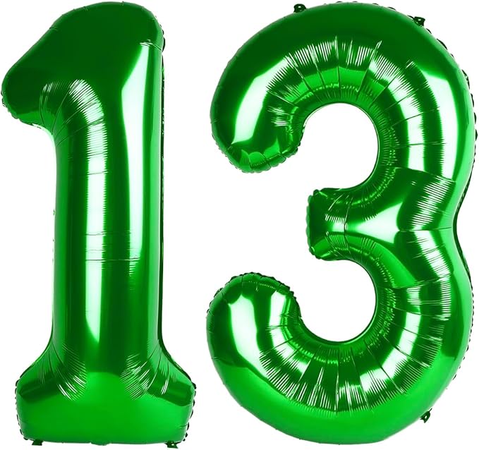 13Th Birthday Decorations 40 Inch Number 13 Balloon, Dark Green Happy Birthday Balloon for Girls Boys Babies, Number Balloons for 13 31 Wedding Bridal Shower Anniversaries Party