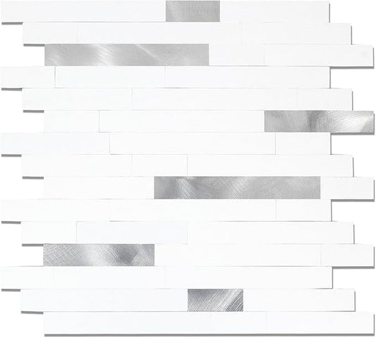 Yipscazo 2026 New Upgrade Peel and Stick Backsplash, Stick on Backsplash Tiles for Kitchen, Bathroom, Fireplace (10 Packs, Pure White)