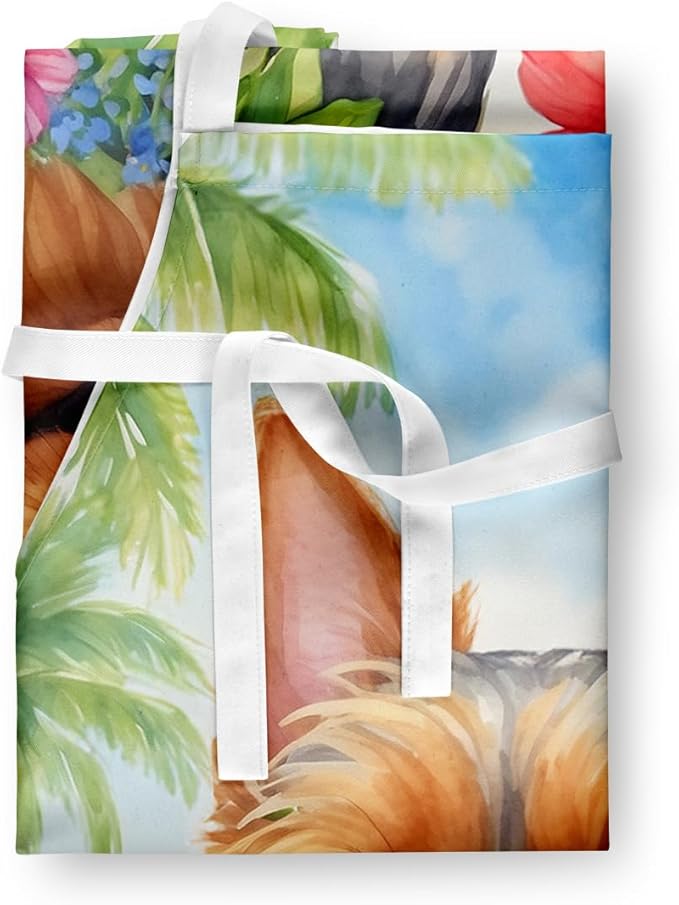 Caroline's Treasures Australian Terrier Luau Apron Cooking Kitchen Server Baking Crafts Gardening for Adult Women Men, Unisex, Large, Multicolor