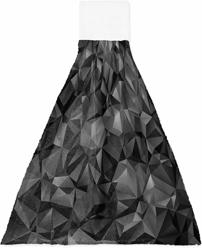 Alandar Home Kitchen Tie Towel Set of 1, Black Geometric Modern Art Absorbent Soft Hand Towels for Bathroom Hanging Towels, Abstract Patterns Seamless Fast Drying Cleaning Cloth with Loop