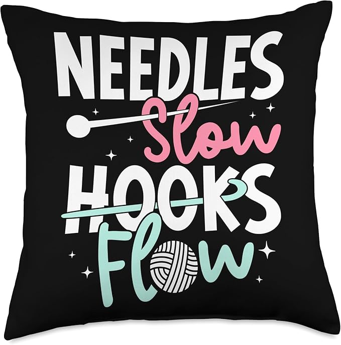 Crochet Hooks Flow Crocheter Throw Pillow