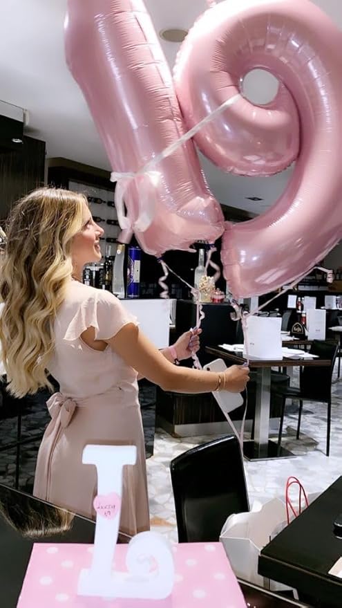 9Th Birthday Decorations 9 Number Balloons, Happy Birthday Decoration for 9th, Pearl Pink Balloon Numbers 40 Inch for Girls Boys Women Men Engagement, Bridal Shower Party