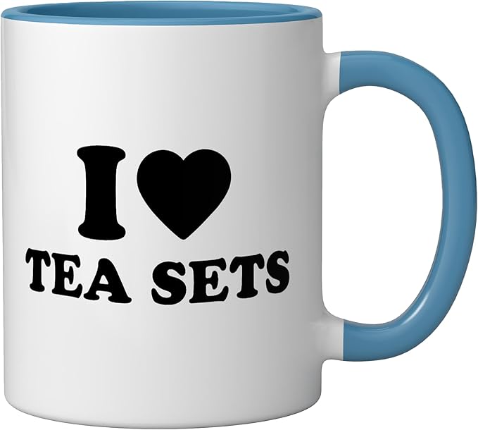 I Love Tea Sets Ceramic Mug, Blue/White