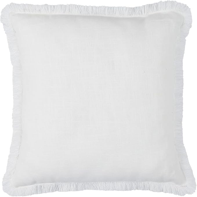 Indigo Ink Navy & Blue Decorative Pillow - 20" x 20" | Square Throw Cushion for Couch, Chair, Bed | Textured Cotton Cover | Cozy Classic Home Decor | Soft Plush Filling | White Denim Collection