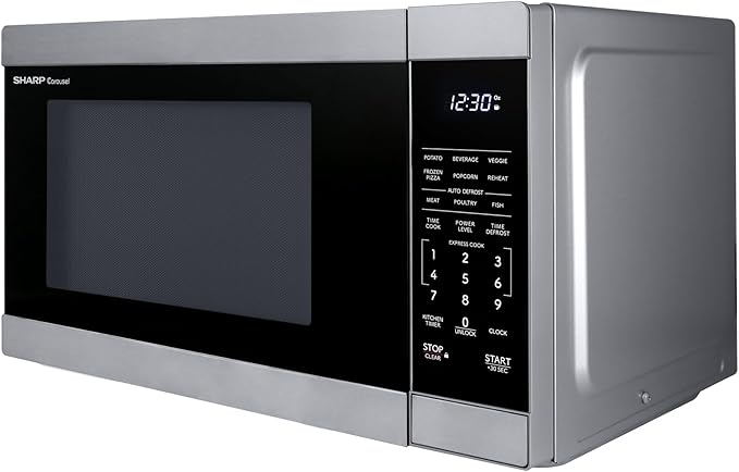SHARP Countertop Microwave Oven with Removable 12.4" Carousel Turntable, 1000 Watt, 1.1 Cubic Feet, Stainless Steel
